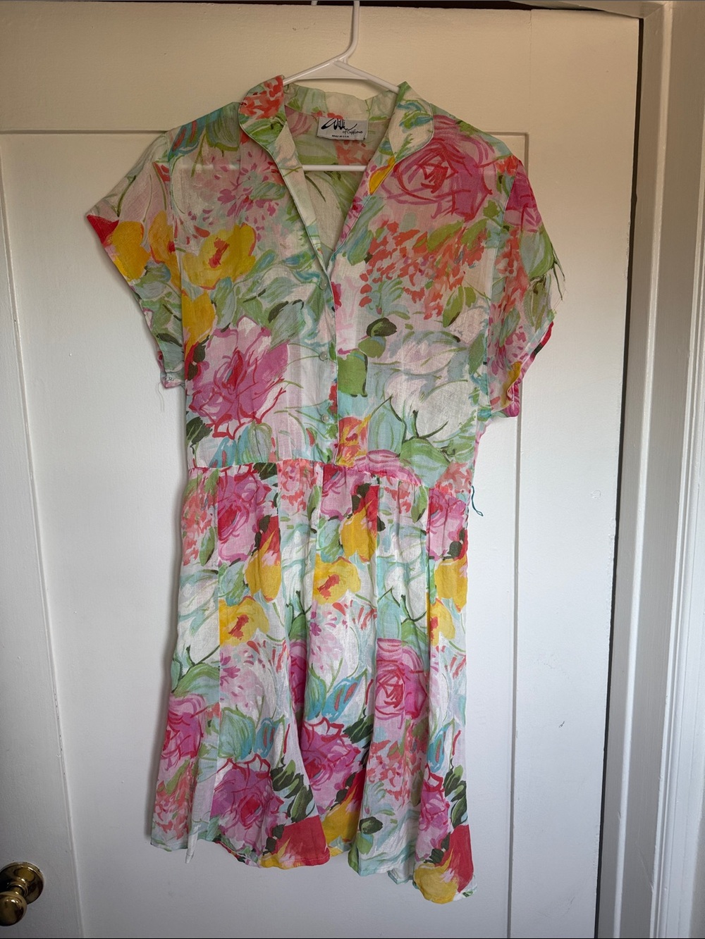Floral Summer Dress in Pink, Yellow & Green